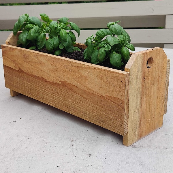 Indoor/Outdoor Natural Cedar Wood Herb/Flower Garden Planter Box for Tabletop, Window Sill, Porch.