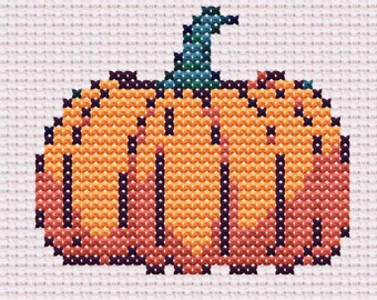 Little Pumpkin Cross Stitch Pattern: Easy Fall Embroidery (Digital Download)