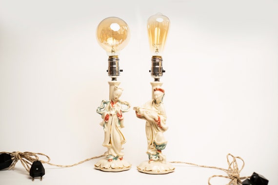 vintage porcelain figurine table lamp