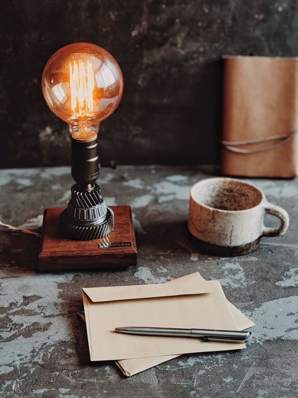 Small industrial table lamp Pride&Joy steampunk loft car part Etsy