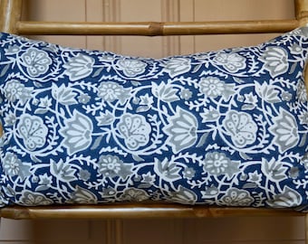 Indian cotton cushion cover printed with block points with lotus patterns available in several colors in the Lotus series