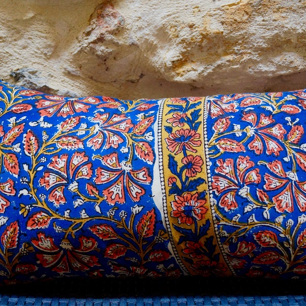 Indian cotton cushion cover printed with block prints kalamkari patterns several colors available