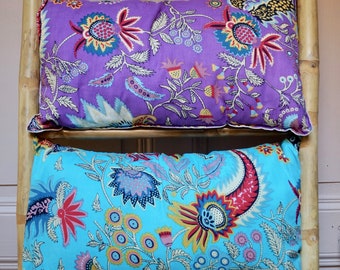 Indian cotton cushion or cushion cover with large floral patterns available in 2 colors Spring series