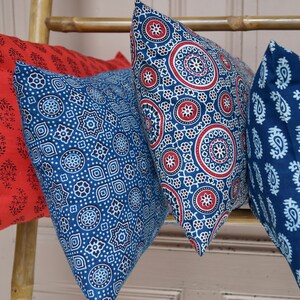 Indian cotton cushion cover printed several colors available traditional floral or geometric patterns Panjab series image 2