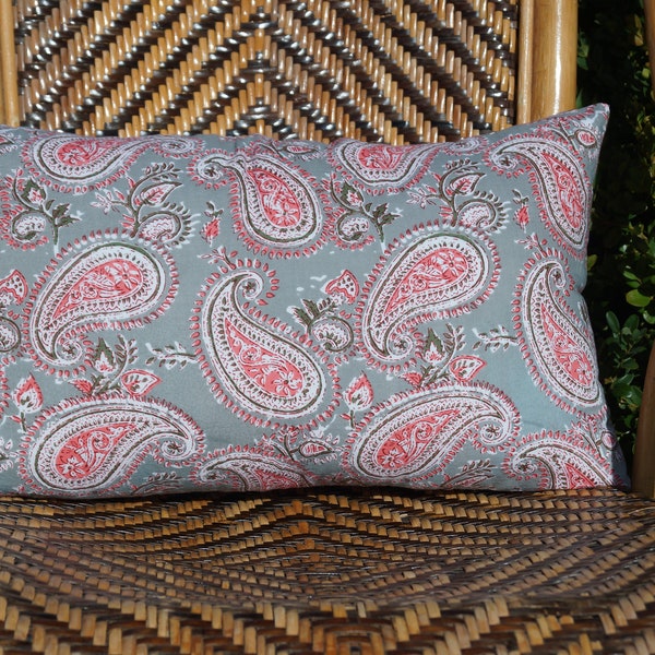 Housse de coussin en coton indien, imprimé aux block print, disponible en plusieurs modèles différents, série Rajasthan