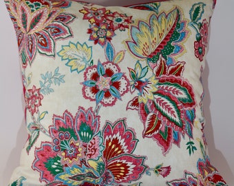 Indian cotton cushion cover with multicolored floral patterns available in several models in the Indian Series