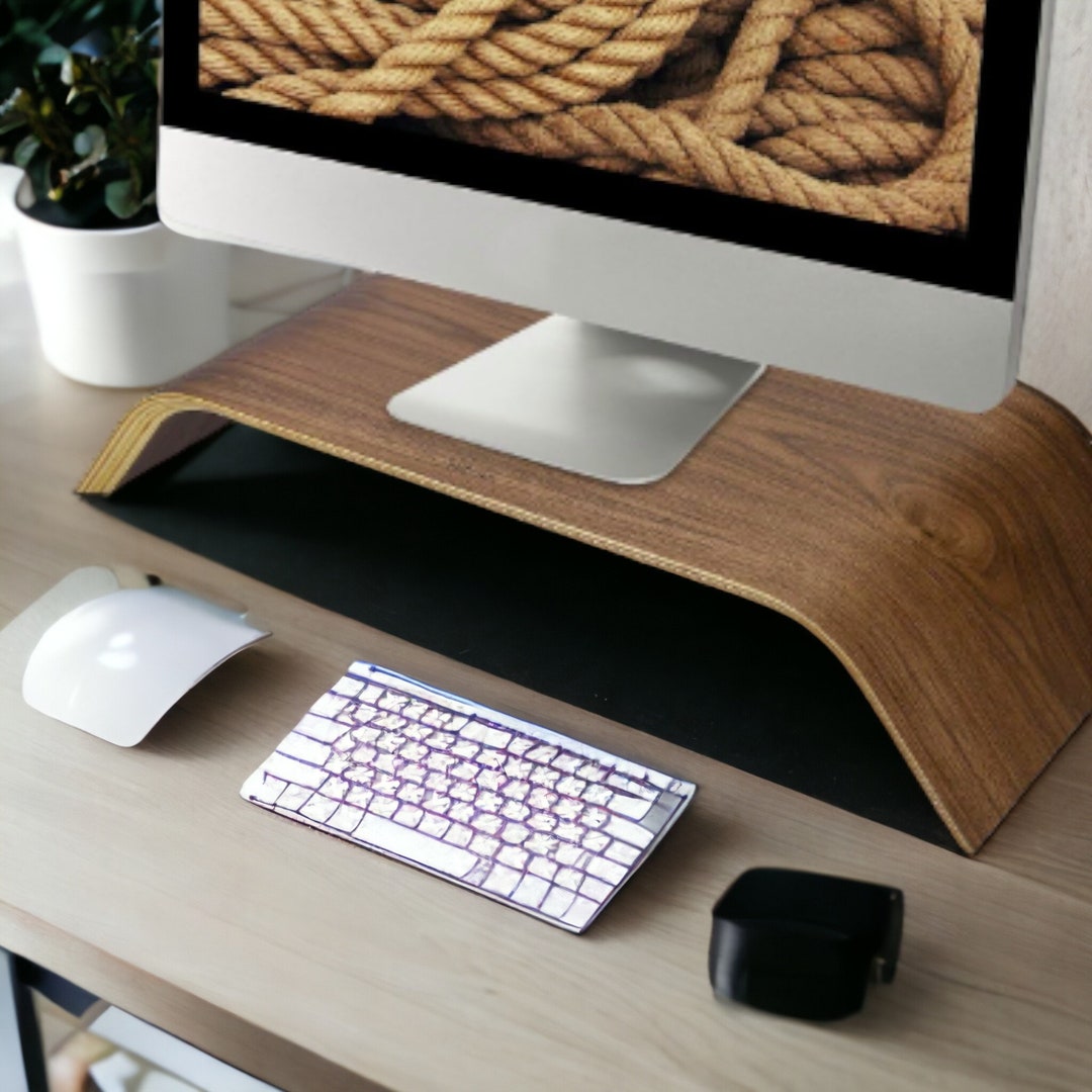 Monitor Stand Riser Computer Desk Holder Desktop Dock Wooden Etsy