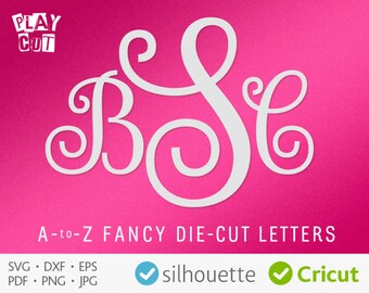Curly monogram font svg Fancy alphabet svg Curly monogram initials svg font letters download Cricut font svg png dxf for Silhouette Iron on