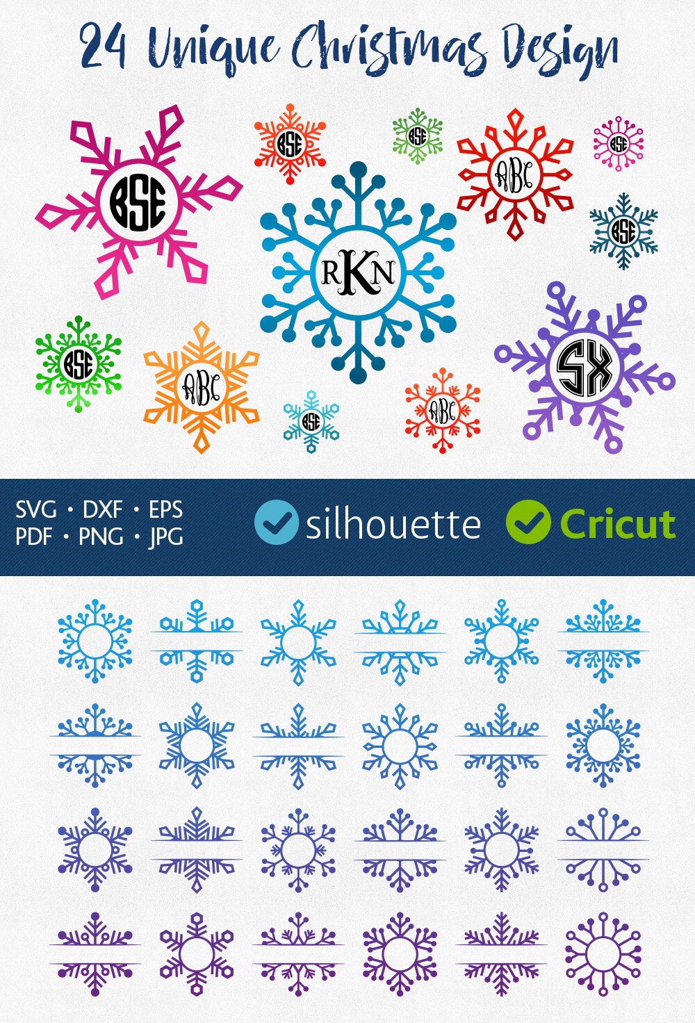 Download Snowflake Svg Snowflake Monogram Svg Christmas Frame Svg ...