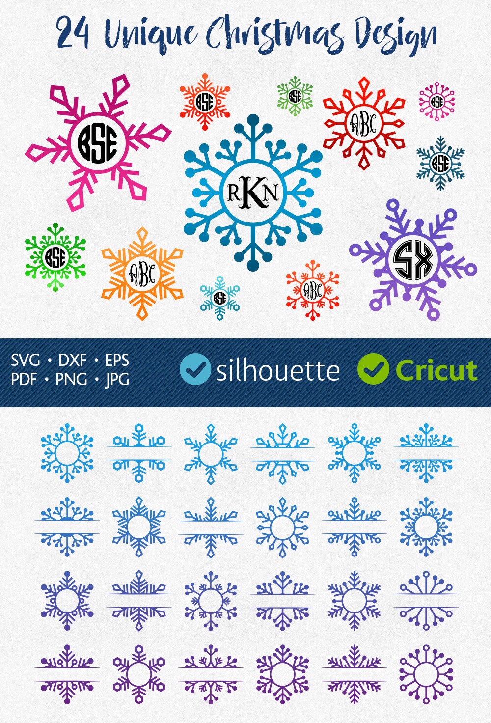 Download Snowflake Svg Snowflake Monogram Svg Christmas Frame Svg | Etsy