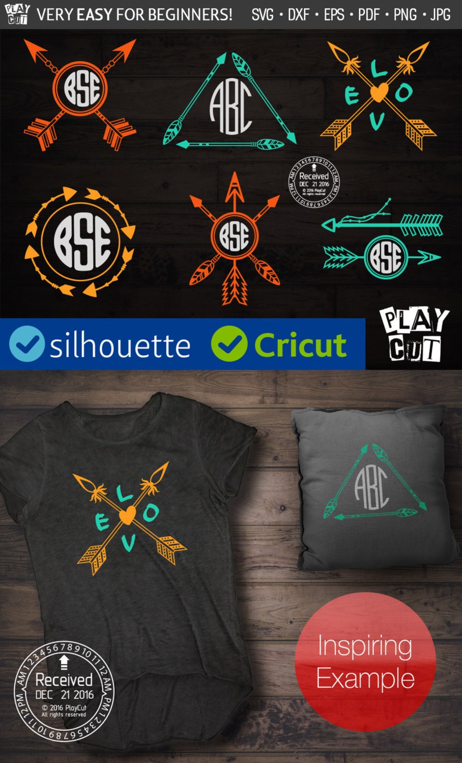 Download Arrow Monogram Frame Svg Circle border Arrows Svg Cricut ...