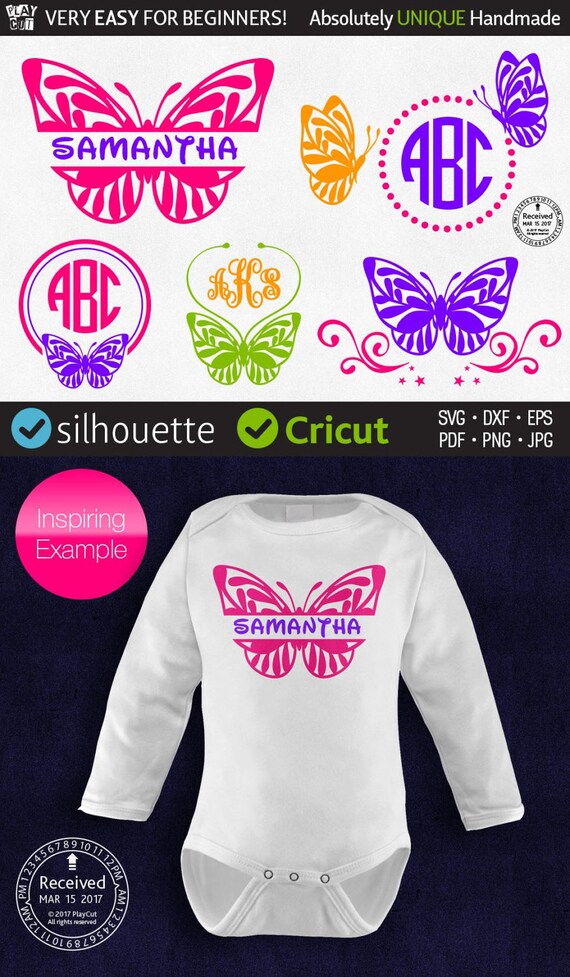 Butterfly Split Monogram Svg Butterfly Svg Butterfly Frame ...