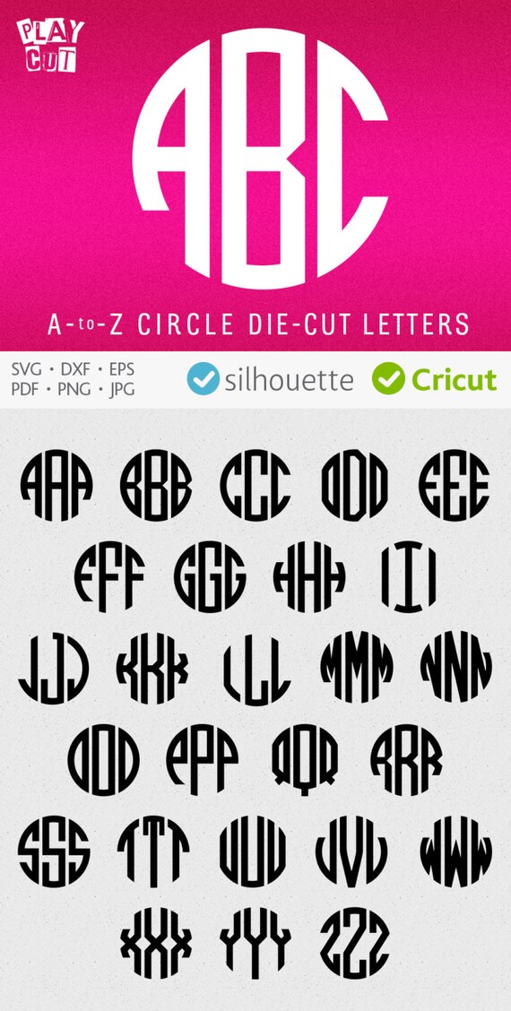 Download Circle Monogram Font Svg Round Initials Svg Circle Alphabet | Etsy