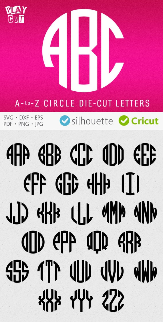 Download Circle Monogram Font Svg Round Initials Svg Circle Alphabet | Etsy