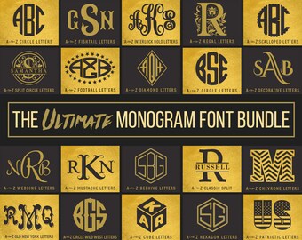Monogram Fonts SVG Font Bundle Svg Files For Cricut Svg Monogram Fonts for Silhouette Dxf Fonts Download Svg Monogram Letters svg Initials