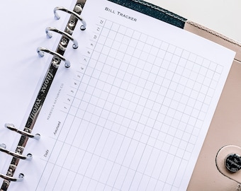 A5 Bill Tracker Printable