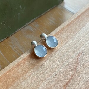 Rose cut chalcedony and sterling studs