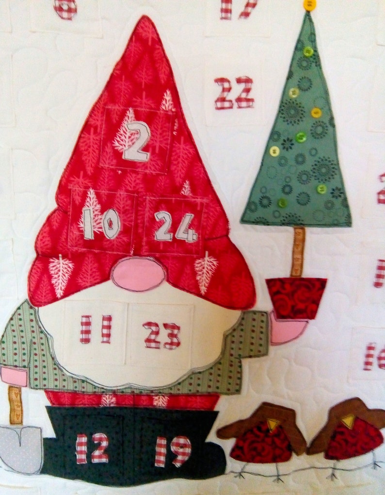 Christmas Gnome Advent Calendar Hand and Machine Applique Etsy