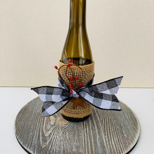 Primitive Wine Bottle Decor / Rustic Home Decor / Wine Bottle With Lights / Farmhouse Kitchen Decor / Primitive Decor / Wine Lover Gift