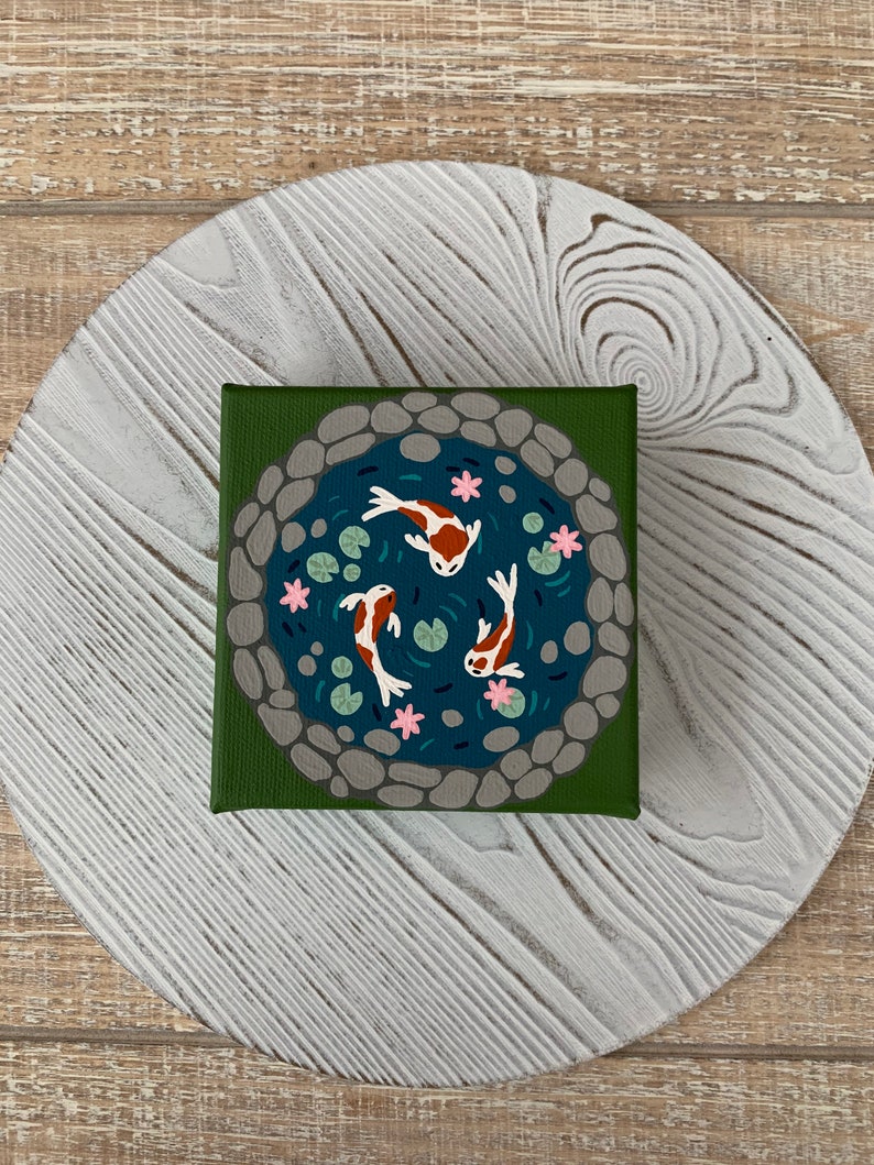 Koi Pond Acrylic Painting Koi Fish Canvas Art Wall Art Etsy Koi Pond Acrylic Painting Koi Fish Canvas Art Wall Art Etsy