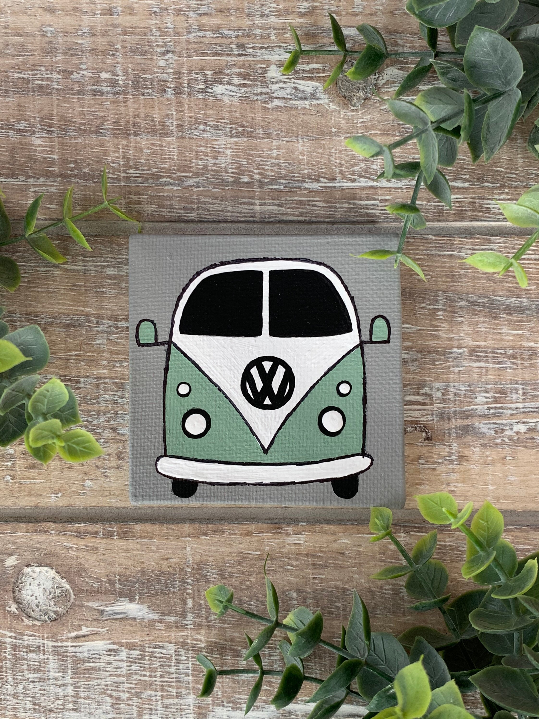 Hippie Van Wall Art / Boho Wall Decor / Hand Painted Canvas / Etsy