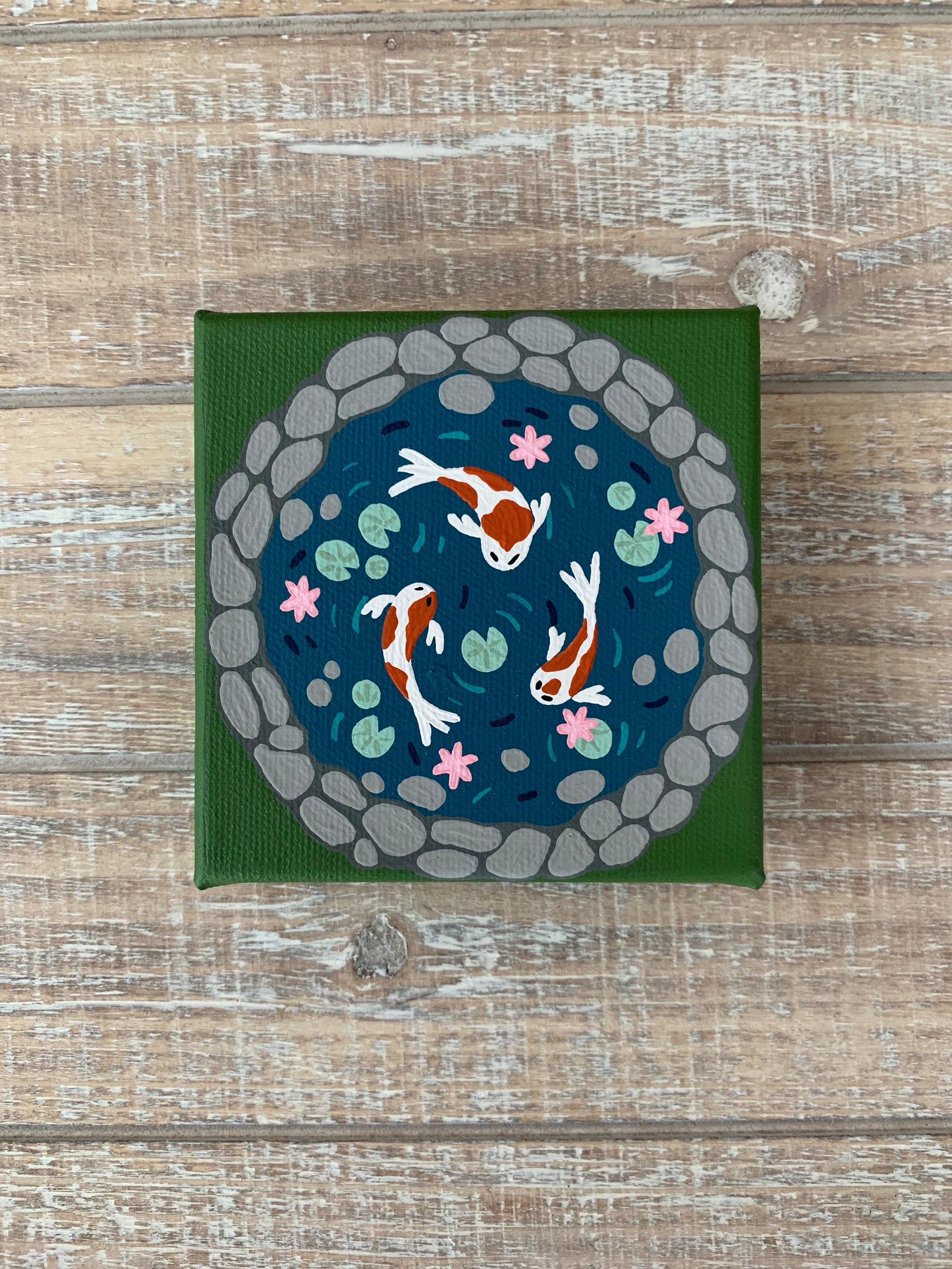 Koi Pond Acrylic Painting Koi Fish Canvas Art Wall Art Canvas Koi Pond Acrylic Painting Koi Fish Canvas Art Wall Art Canvas