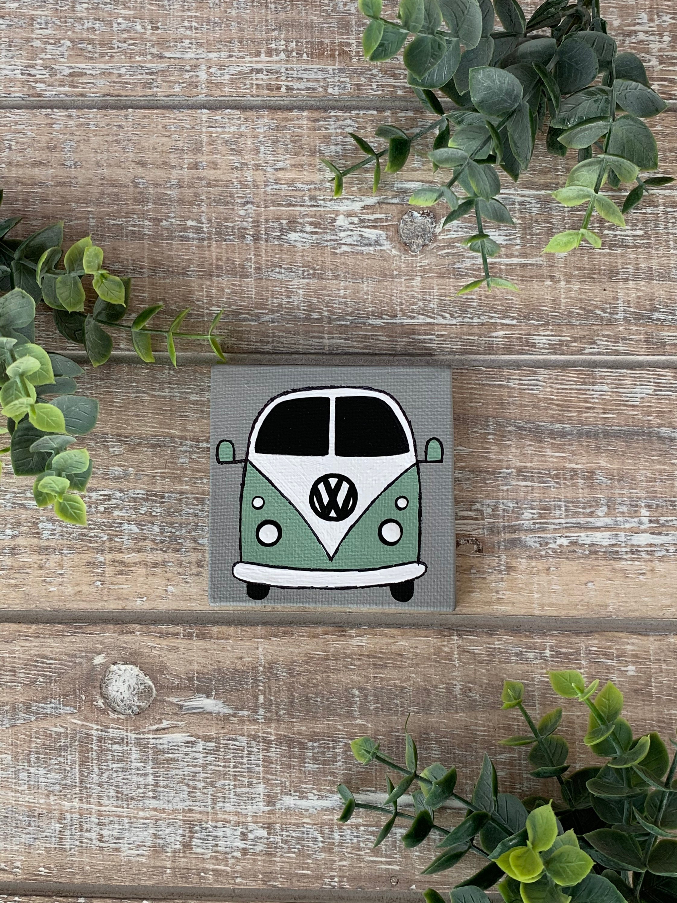 Hippie Van Wall Art / Boho Wall Decor / Hand Painted Canvas / Etsy