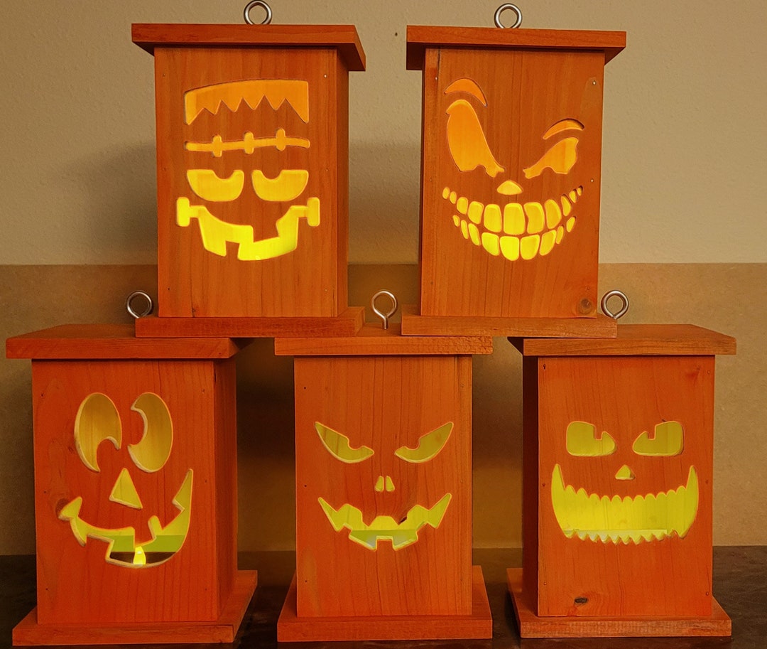 Wood Jackolantern Box W/ Flickering LED Light FREE SHIPPING Etsy