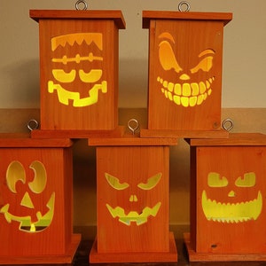 Wood Jack-O-Lantern Box w/ Flickering LED Light FREE SHIPPING