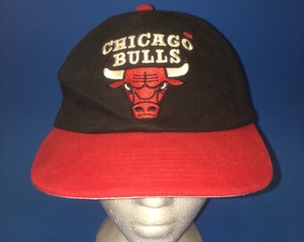 Vintage Chicago Bulls Leather Strapback Hat Adjustable 1990s