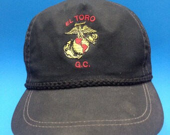 Vintage El Toro Golf Cource Trucker Leather Strapback Hat Adjustable 1980s
