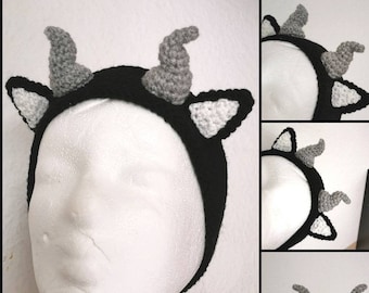 gothic cat headband, satan cat, cute headband, pastel goth hat, gothic clothes, goth accessoires, devil cat, cat hat, halloween costume