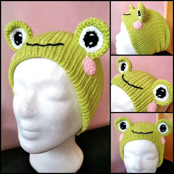 Frosch Beanie, kawaii Frosch Mütze, Tier Stirnband, Cosplay Accessoires, Anime Style, Frosch Fan, Winter Haarband, Lolita Fashion