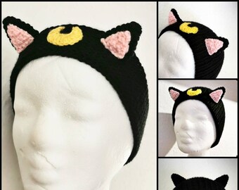 Sailor Cat hat, Luna Cosplay, Kitty beanie, Sailor Moon hat, Anime Clothing, Manga Outfit, Moon Accessories, Winter Hat, Anime Fan, witchy