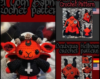 BAPHOMET PATTERN SALE : Pastel Goth Baphomet, Baby Baphomet, Voodoo Baphomet Doll crochet tutorial, 3 patterns, Goth Amigurumi, goat crochet