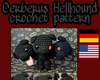 Cerberus hellhound crochet pattern, dog amigurumi/ Kawaii crochet PDF PATTERN, Gothic DIY, cerberus crochet, cute helldog, diy pattern, hell
