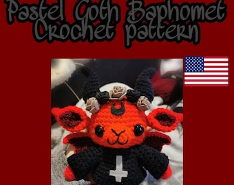 Pastel Goth Baphomet crochet pattern, baphomet amigurumi/ Kawaii crochet PDF PATTERN, Gothic DIY, Black Philipp crochet, cute Baphomet