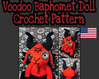 Voodoo Baphomet Doll crochet pattern, baphomet amigurumi/ Kawaii crochet PDF PATTERN, Gothic DIY, Black Philipp crochet, cute Baphomet