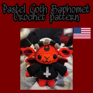 Pastel Goth Baphomet crochet pattern, baphomet amigurumi/ Kawaii crochet PDF PATTERN, Gothic DIY, Black Philipp crochet, cute Baphomet