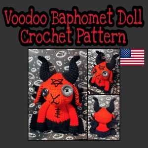 Voodoo Baphomet Doll crochet pattern, baphomet amigurumi/ Kawaii crochet PDF PATTERN, Gothic DIY, Black Philipp crochet, cute Baphomet