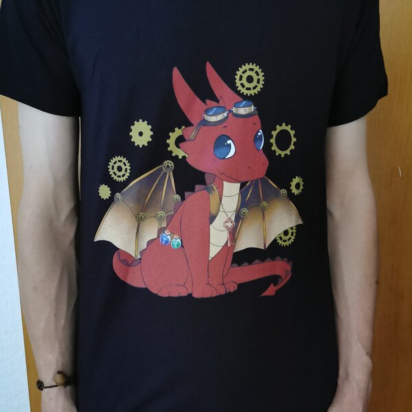 Steampunk Drachen T-Shirt, Unisex S-5XL, Steampunk Cosplay, Drachen Kostüm, Anime Zeichnung, Manga T-Shirt, Tier Motiv, GoT Geschenk