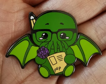 Cthulhu - D&D/RPG Hard Enamel Pin, roleplay pin, nerd gift, HP Lovecraft, octopus pendant, dungeon master gift, dices pin, kawaii cthulhu