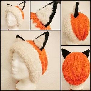 fluffy Fox beanie, Autumn Accssoires, Fox Cosplay, Furry hat, hat with ears, handmade beanie, cute children hat, gift for her, christmasgift