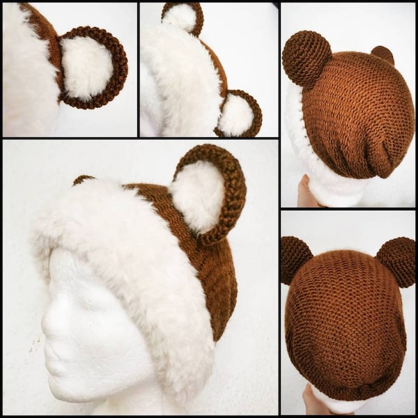 teddy beanie, hair accessoires, cute bear hat, gift for her, lolita costume, harajuku fashion, cute cosplay, fluffy beanie