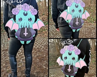 kawaii Cthulhu Ita-Bag, Pastel Goth bag, Goth fashion, cthulhu backpack, halloween