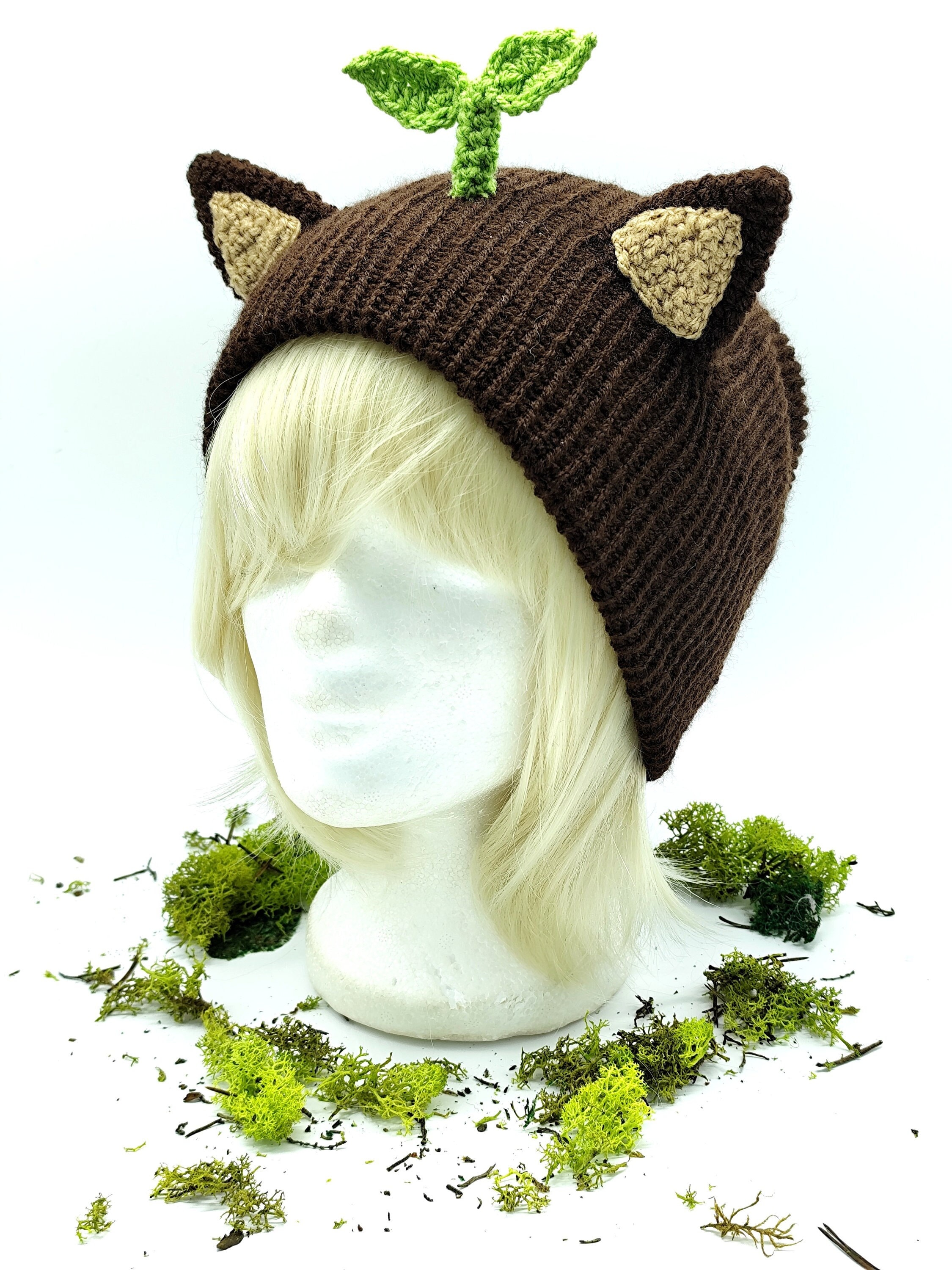plant cat beanie, cat hat, sprout cat