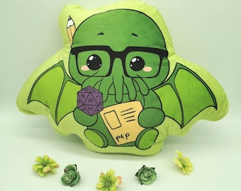 RPG Cthulhu Pillowcase / Pillow, deco pillow, Cthulhu Decor, kawaii cthulhu, manga style, lovecraft, rpg, nerdy, gamer pillow