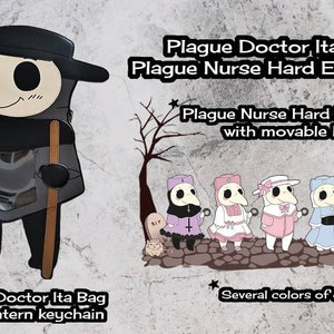 kawaii Plague Doctor Ita bag, cosplayer bag, gothic fashion, plague, rpg, cute plague doctor, enamel pins, goth bag, anime bag image 10