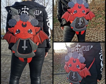 Bolso ita kawaii de Baphomet, estilo gótico pastel, moda gótica