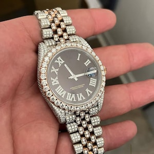 25 CT Moissanite Diamond Watch, Hip-Hop Diamond Watch, VVS1 White Diamond Automatic Movement Watch, Handcrafted Moissanite Diamond Watch